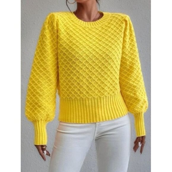 Vibrant Yellow Casual Round Neck Pullovers - Picture 4 of 5